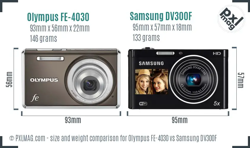 Olympus FE-4030 vs Samsung DV300F size comparison Olympus FE-4030 vs Samsung DV300F size comparison