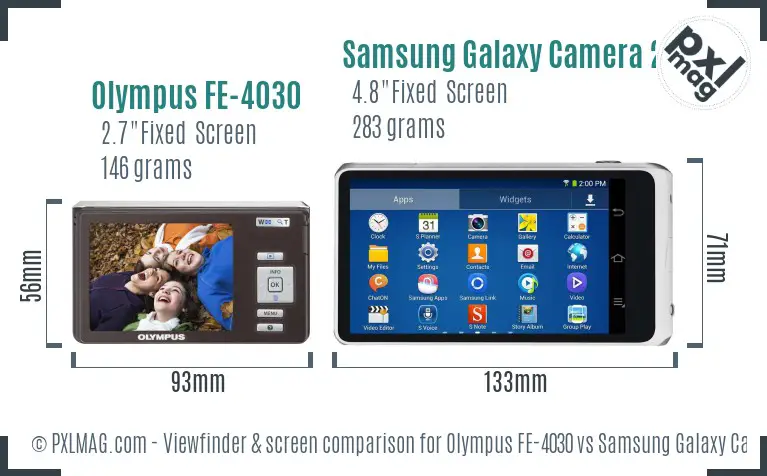 Olympus FE-4030 vs Samsung Galaxy Camera 2 Screen and Viewfinder comparison