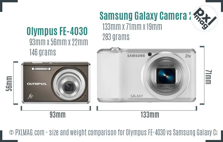 Olympus FE-4030 vs Samsung Galaxy Camera 2 size comparison