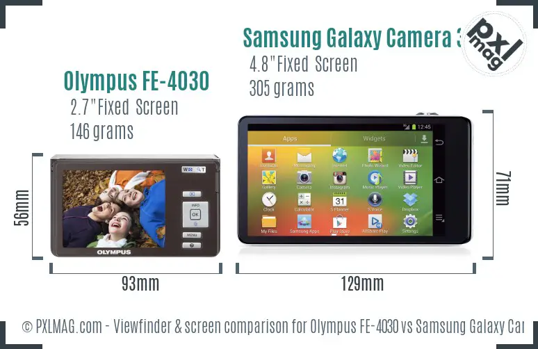 Olympus FE-4030 vs Samsung Galaxy Camera 3G Screen and Viewfinder comparison