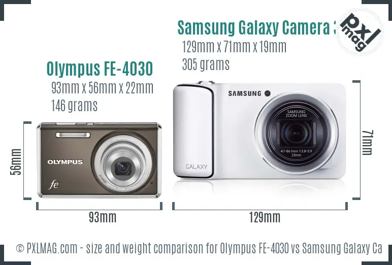 Olympus FE-4030 vs Samsung Galaxy Camera 3G size comparison