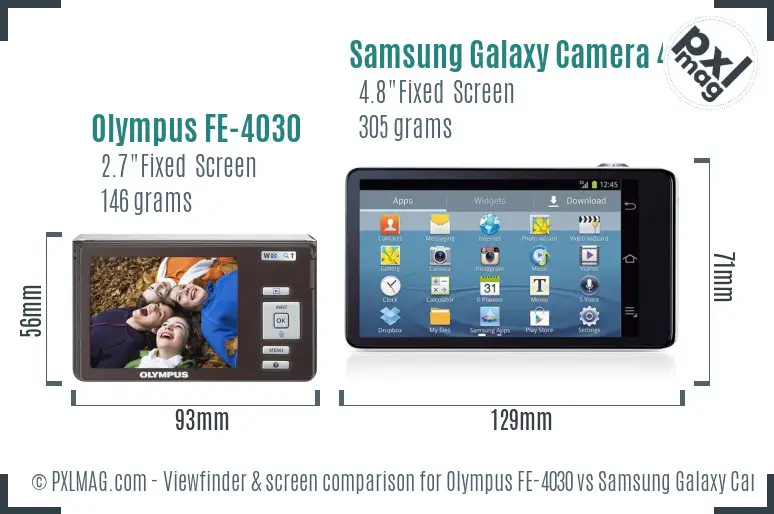 Olympus FE-4030 vs Samsung Galaxy Camera 4G Screen and Viewfinder comparison