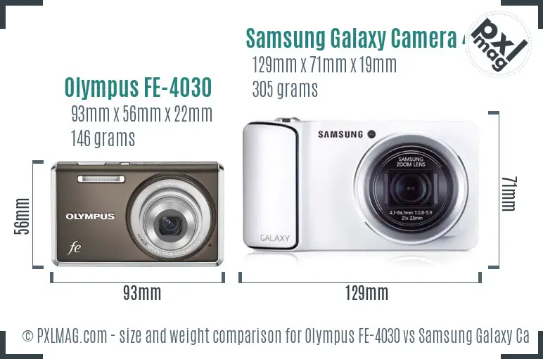 Olympus FE-4030 vs Samsung Galaxy Camera 4G size comparison