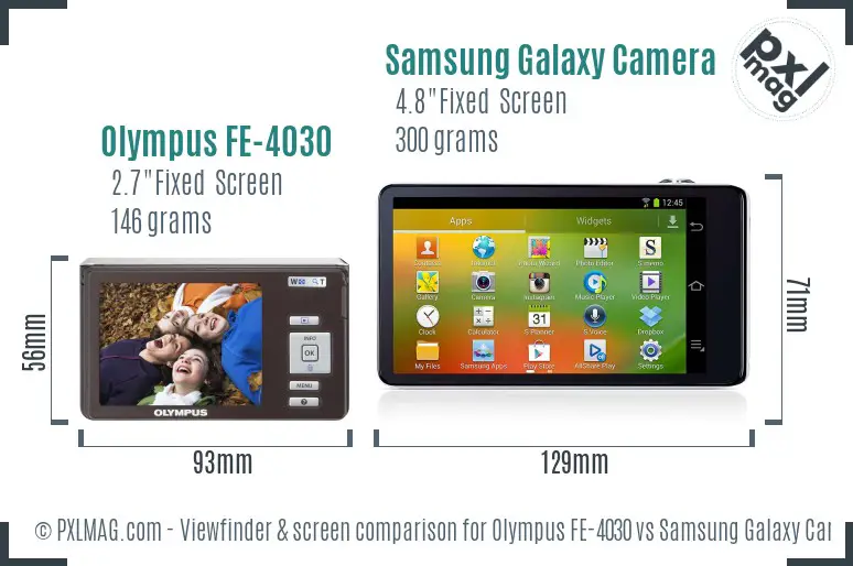Olympus FE-4030 vs Samsung Galaxy Camera Screen and Viewfinder comparison Olympus FE-4030 vs Samsung Galaxy Camera Screen and Viewfinder comparison