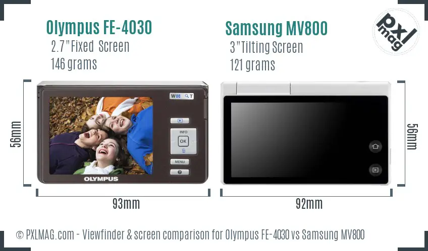 Olympus FE-4030 vs Samsung MV800 Screen and Viewfinder comparison