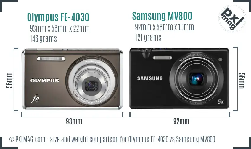 Olympus FE-4030 vs Samsung MV800 size comparison