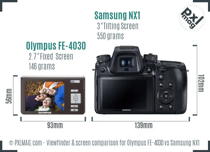 Olympus FE-4030 vs Samsung NX1 Screen and Viewfinder comparison