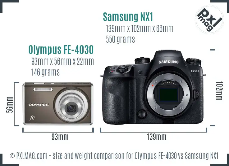 Olympus FE-4030 vs Samsung NX1 size comparison