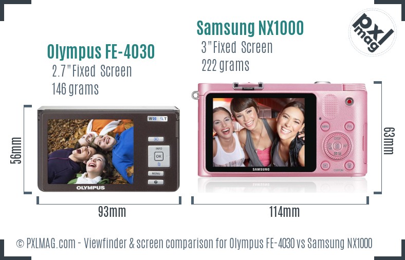 Olympus FE-4030 vs Samsung NX1000 Screen and Viewfinder comparison