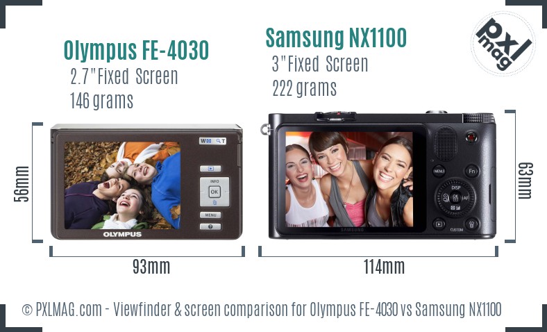 Olympus FE-4030 vs Samsung NX1100 Screen and Viewfinder comparison