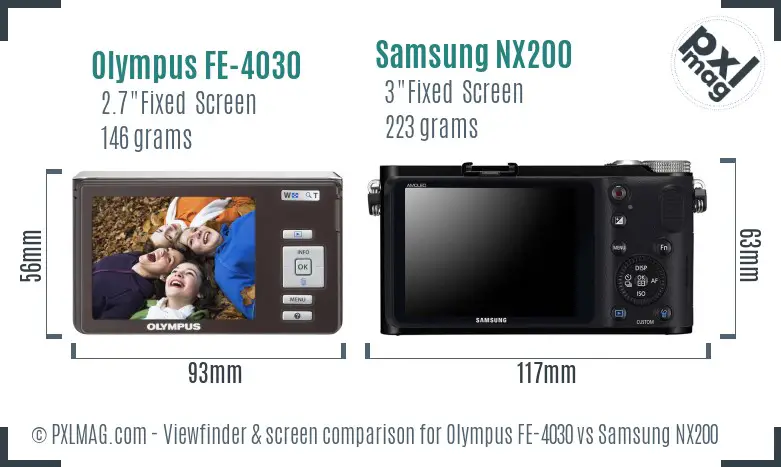 Olympus FE-4030 vs Samsung NX200 Screen and Viewfinder comparison Olympus FE-4030 vs Samsung NX200 Screen and Viewfinder comparison