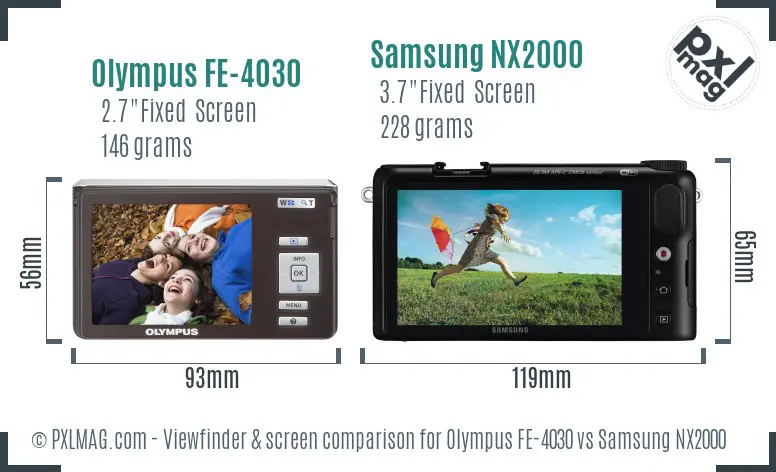 Olympus FE-4030 vs Samsung NX2000 Screen and Viewfinder comparison Olympus FE-4030 vs Samsung NX2000 Screen and Viewfinder comparison