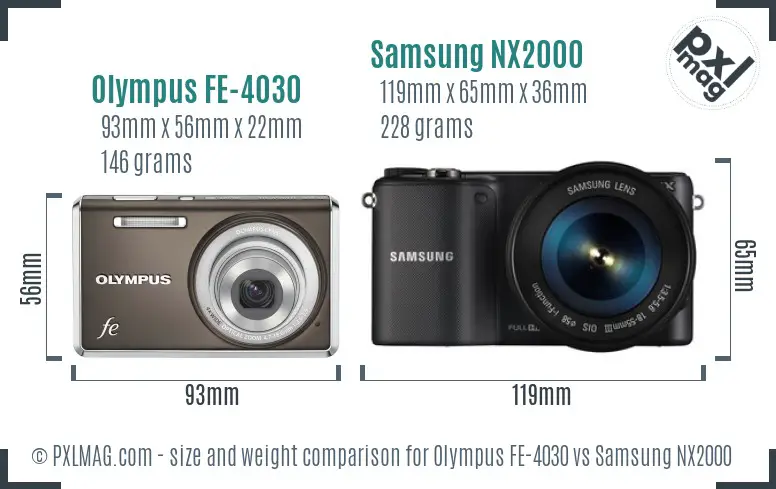 Olympus FE-4030 vs Samsung NX2000 size comparison Olympus FE-4030 vs Samsung NX2000 size comparison