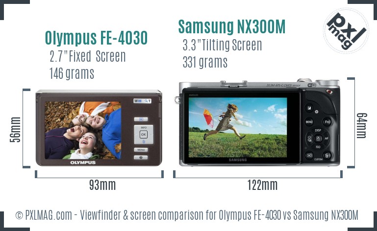 Olympus FE-4030 vs Samsung NX300M Screen and Viewfinder comparison