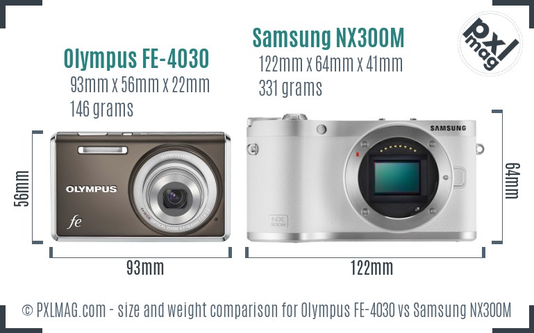 Olympus FE-4030 vs Samsung NX300M size comparison
