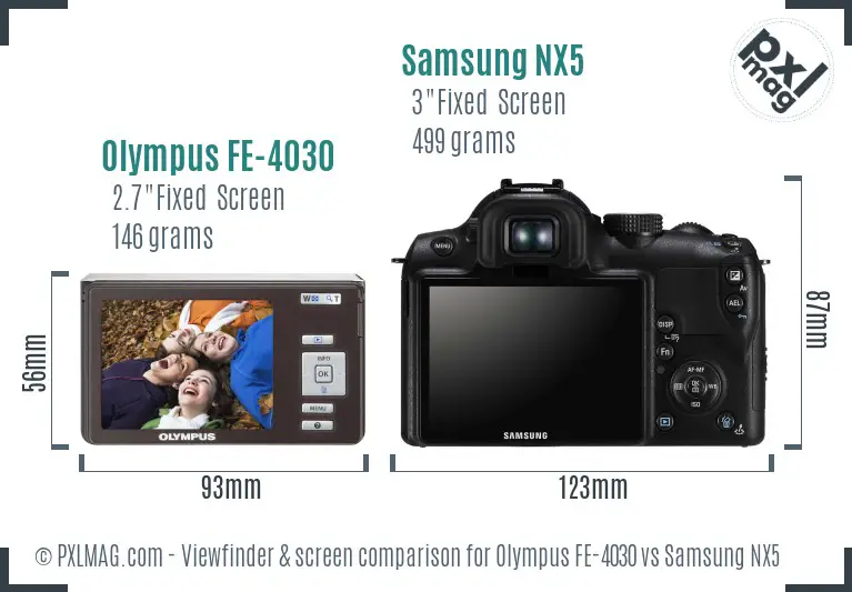 Olympus FE-4030 vs Samsung NX5 Screen and Viewfinder comparison Olympus FE-4030 vs Samsung NX5 Screen and Viewfinder comparison