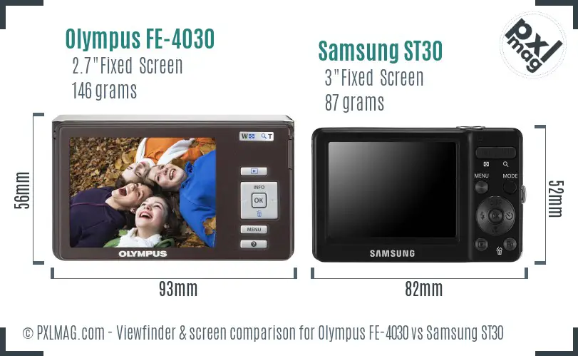 Olympus FE-4030 vs Samsung ST30 Screen and Viewfinder comparison