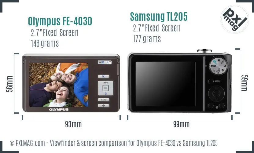 Olympus FE-4030 vs Samsung TL205 Screen and Viewfinder comparison
