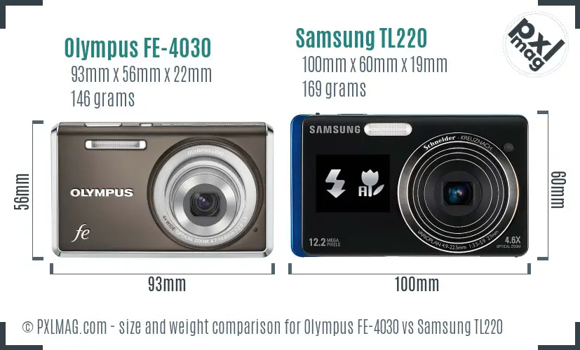 Olympus FE-4030 vs Samsung TL220 size comparison