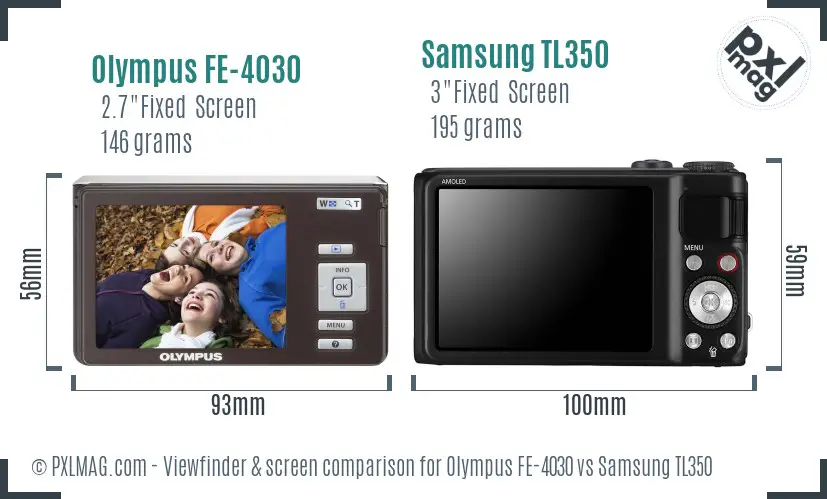 Olympus FE-4030 vs Samsung TL350 Screen and Viewfinder comparison