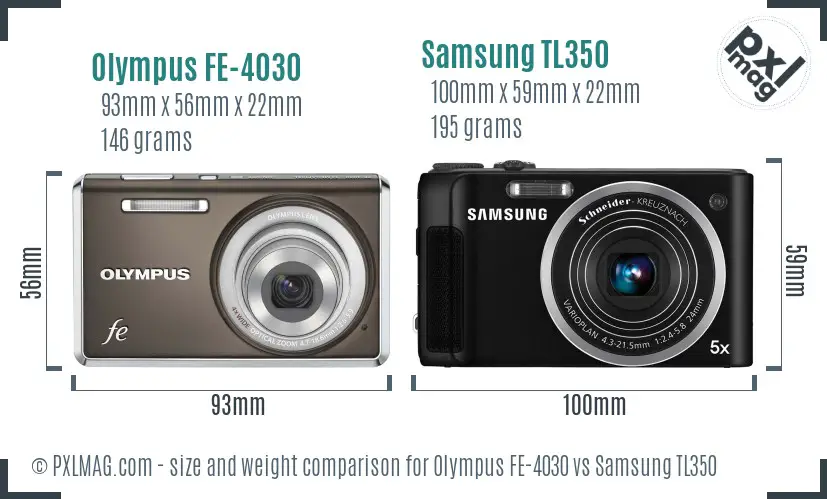 Olympus FE-4030 vs Samsung TL350 size comparison