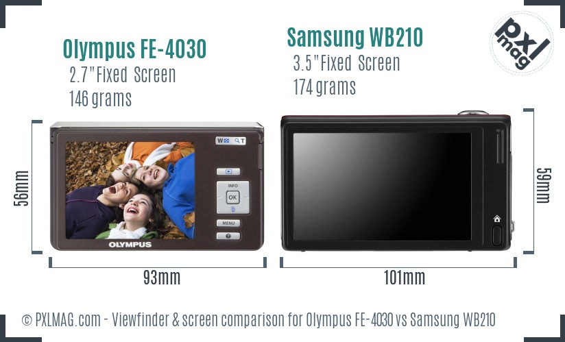 Olympus FE-4030 vs Samsung WB210 Screen and Viewfinder comparison