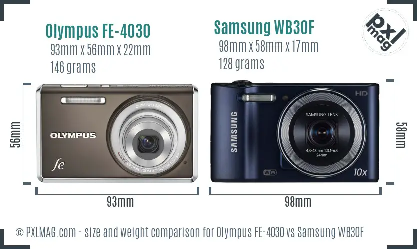Olympus FE-4030 vs Samsung WB30F size comparison Olympus FE-4030 vs Samsung WB30F size comparison