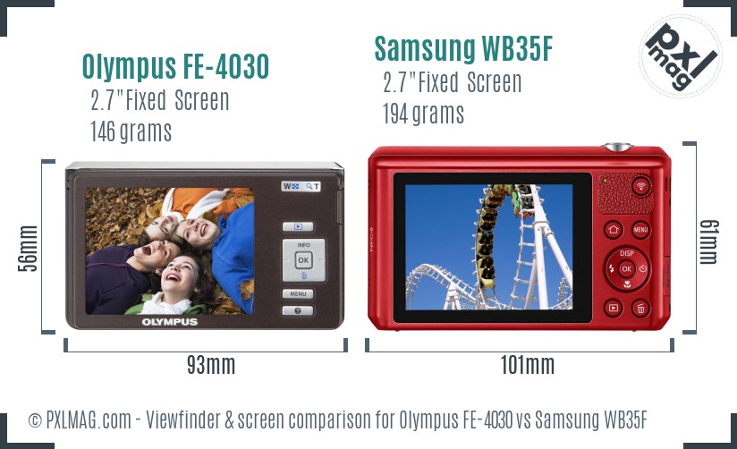 Olympus FE-4030 vs Samsung WB35F Screen and Viewfinder comparison