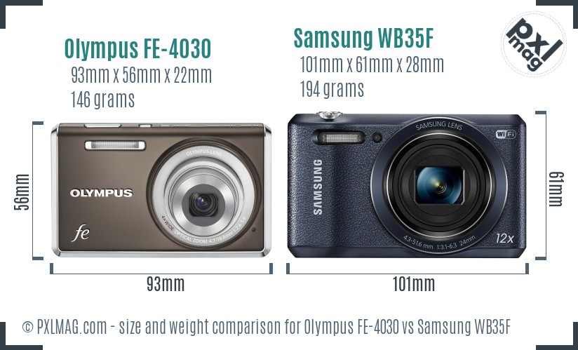Olympus FE-4030 vs Samsung WB35F size comparison Olympus FE-4030 vs Samsung WB35F size comparison