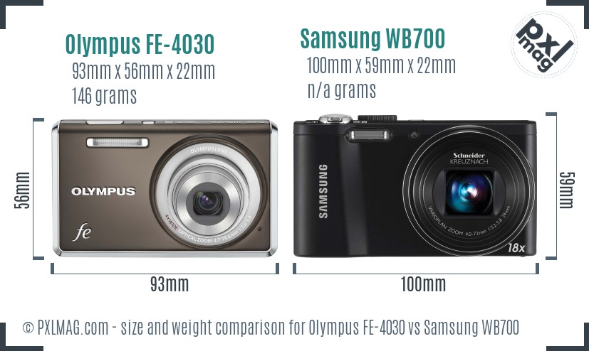Olympus FE-4030 vs Samsung WB700 size comparison