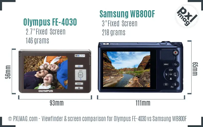 Olympus FE-4030 vs Samsung WB800F Screen and Viewfinder comparison