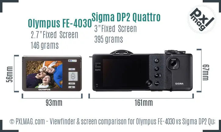 Olympus FE-4030 vs Sigma DP2 Quattro Screen and Viewfinder comparison