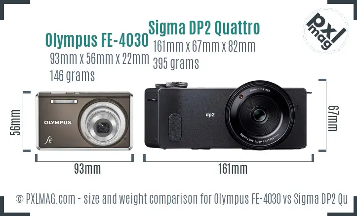 Olympus FE-4030 vs Sigma DP2 Quattro size comparison