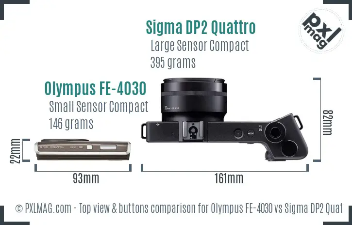 Olympus FE-4030 vs Sigma DP2 Quattro top view buttons comparison