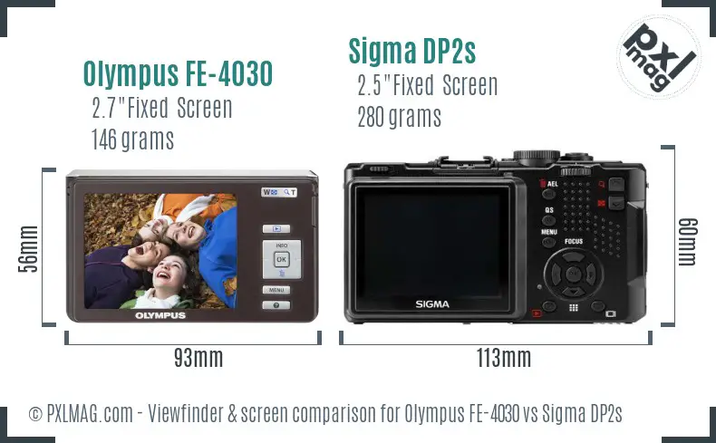 Olympus FE-4030 vs Sigma DP2s Screen and Viewfinder comparison