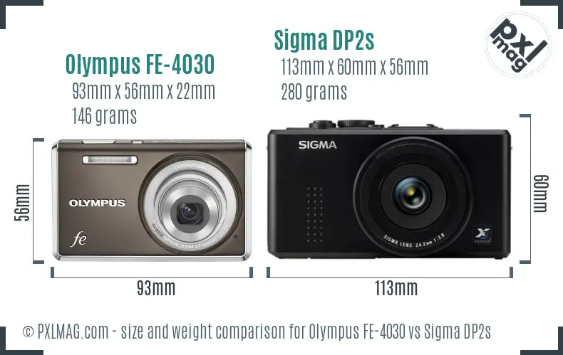 Olympus FE-4030 vs Sigma DP2s size comparison