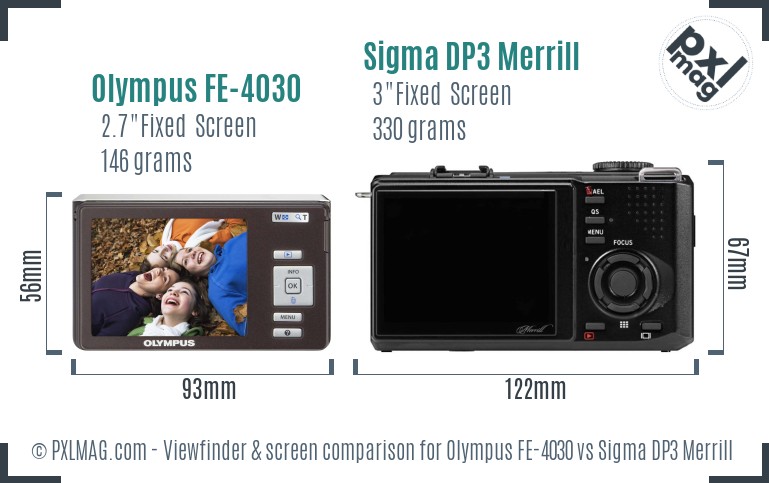Olympus FE-4030 vs Sigma DP3 Merrill Screen and Viewfinder comparison