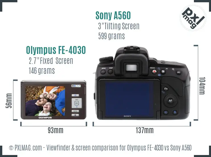 Olympus FE-4030 vs Sony A560 Screen and Viewfinder comparison