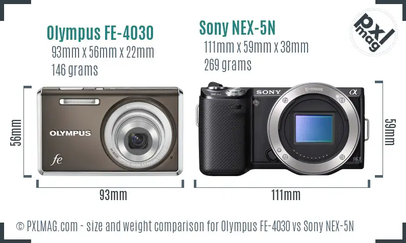 Olympus FE-4030 vs Sony NEX-5N size comparison
