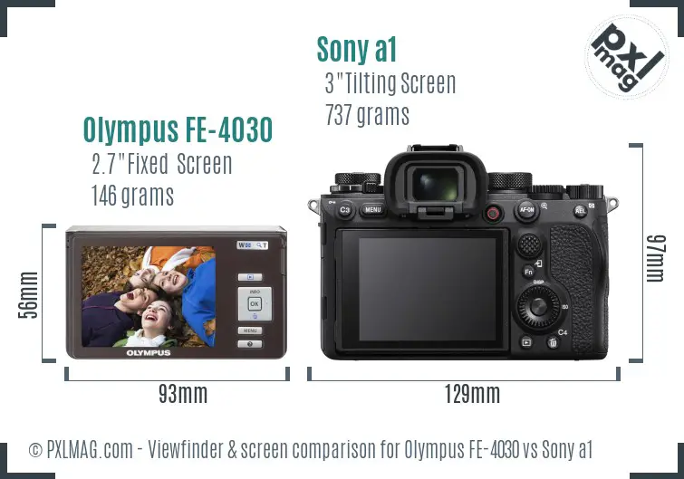 Olympus FE-4030 vs Sony a1 Screen and Viewfinder comparison