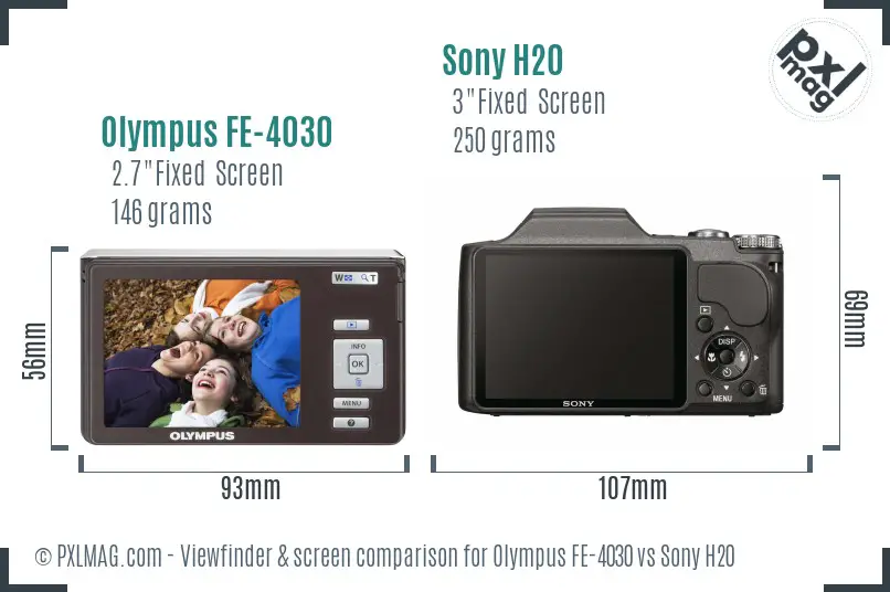 Olympus FE-4030 vs Sony H20 Screen and Viewfinder comparison