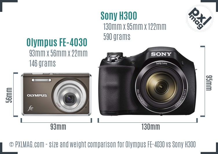 Olympus FE-4030 vs Sony H300 size comparison