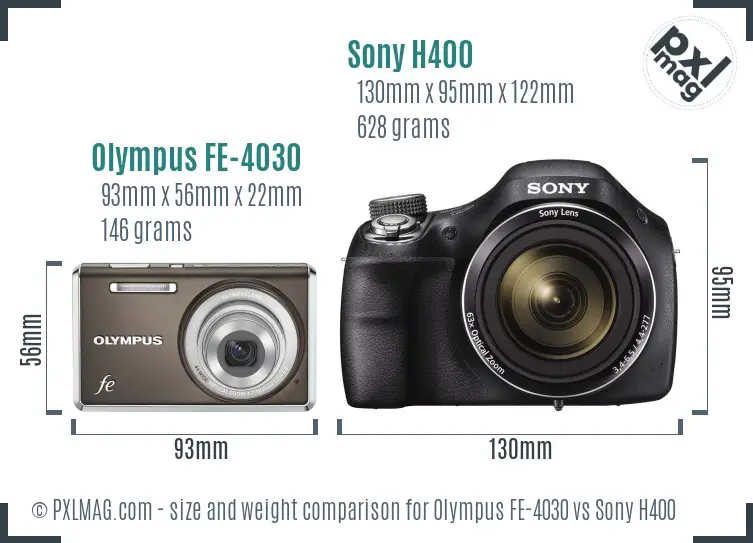 Olympus FE-4030 vs Sony H400 size comparison