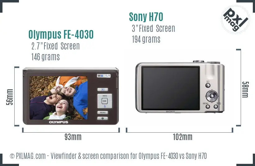Olympus FE-4030 vs Sony H70 Screen and Viewfinder comparison