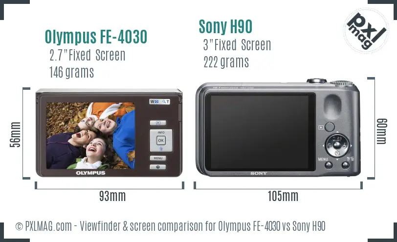 Olympus FE-4030 vs Sony H90 Screen and Viewfinder comparison