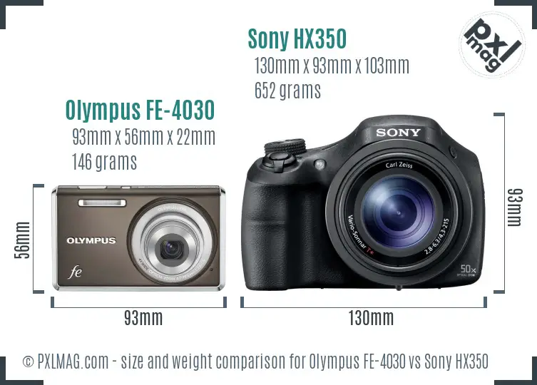 Olympus FE-4030 vs Sony HX350 size comparison