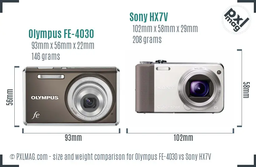 Olympus FE-4030 vs Sony HX7V size comparison