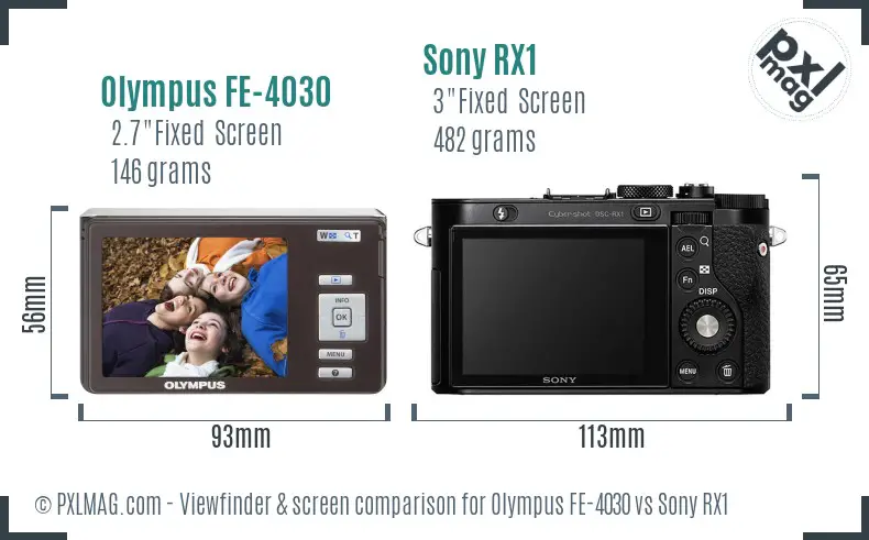 Olympus FE-4030 vs Sony RX1 Screen and Viewfinder comparison