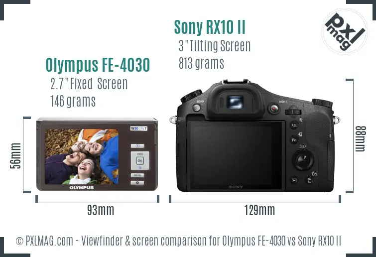 Olympus FE-4030 vs Sony RX10 II Screen and Viewfinder comparison