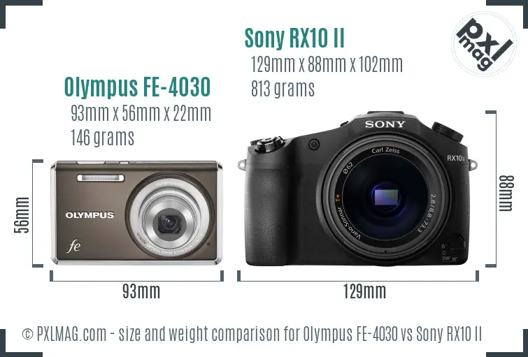Olympus FE-4030 vs Sony RX10 II size comparison